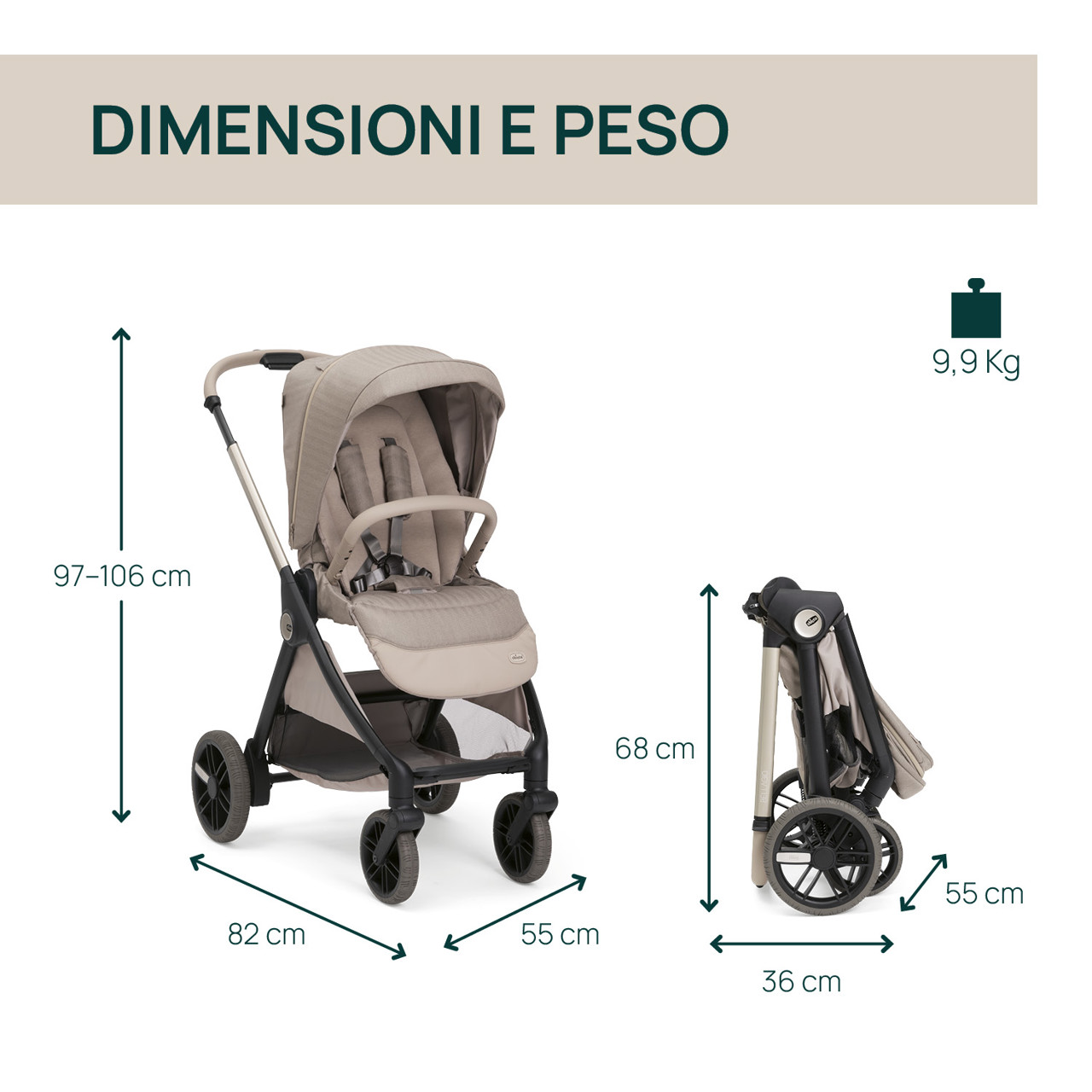 Chicco Bellagio Primo kerra með vagnstykki Como lake með Chicco Kory bílstól og 360 gráðu isofix base - FORSALA KEMUR 7.OKTOBER - Image 51