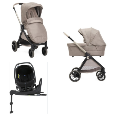 Chicco Bellagio Primo kerra með vagnstykki Como lake með Chicco Kory bílstól og 360 gráðu isofix base - FORSALA KEMUR 7.OKTOBER